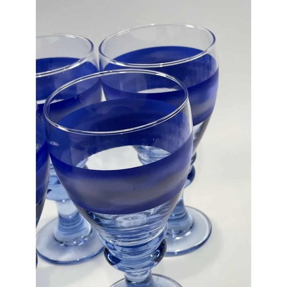 Vintage‎ Libbey Nova Blue Water Goblets  Set Of 5   7.5" Tall ~Discontinued~ - Picture 9 of 11